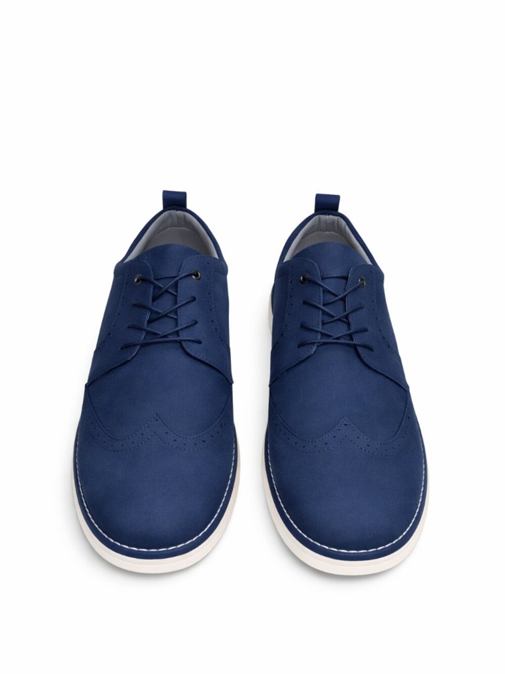 Men’s Navy Faux Suede Oxford Shoes | Wingtip Brogue | Business Casual SZ 15